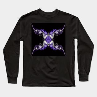 White and purple abstract twisted smoke isolated on black background, formed in circles Long Sleeve T-Shirt